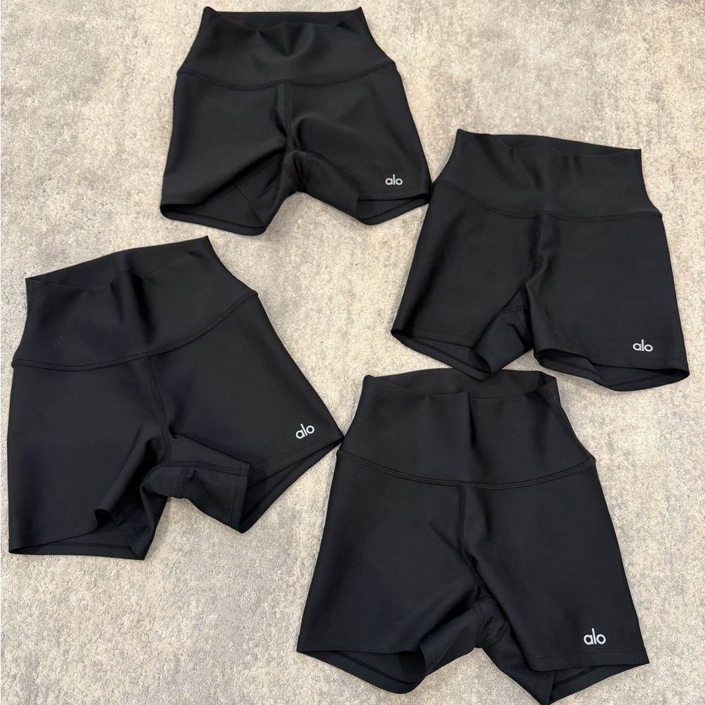 4 pairs - ALO Yoga Women's Black Bike Shorts- size xxs